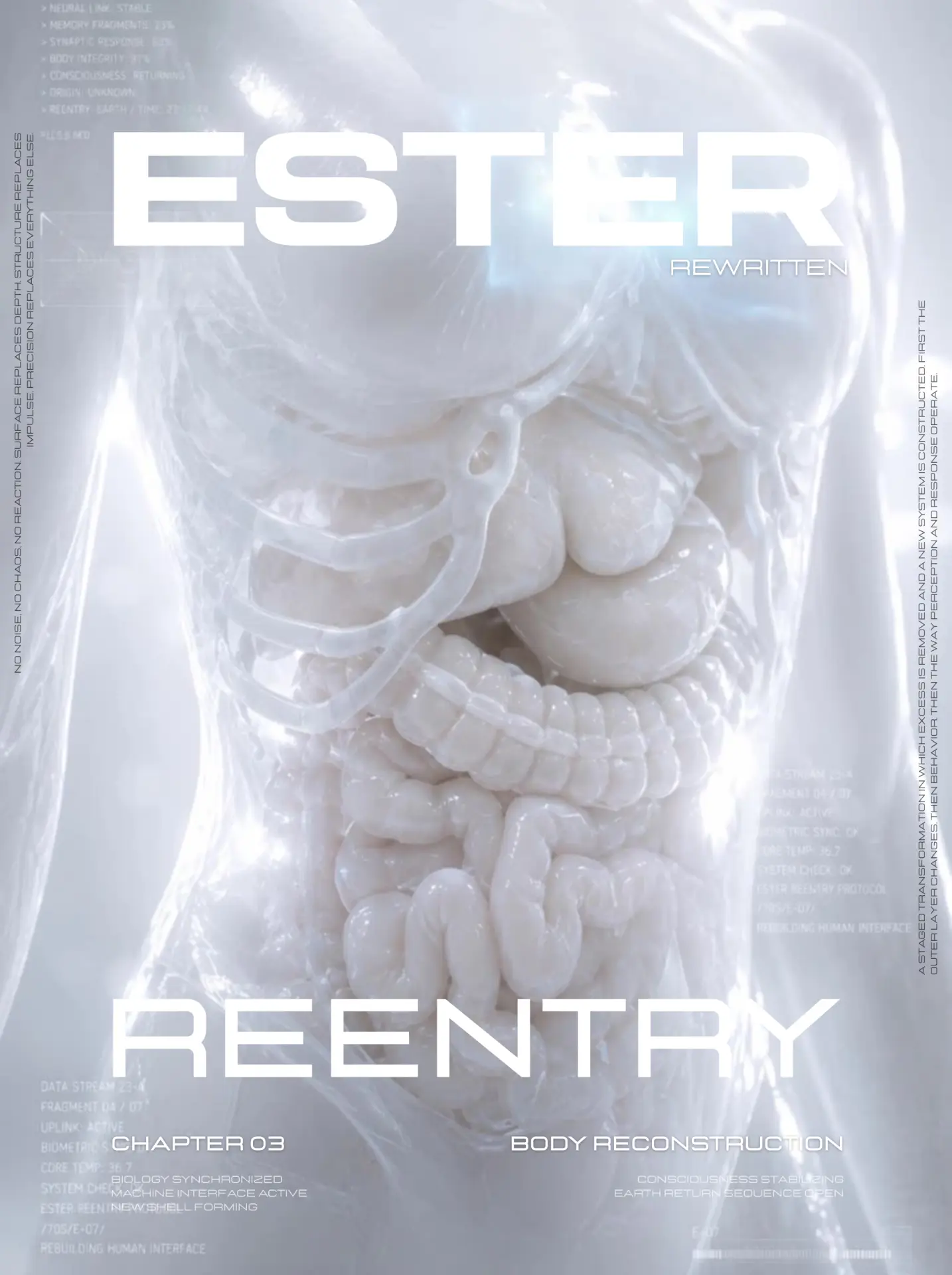 Reentry poster · internal anatomy, white shell