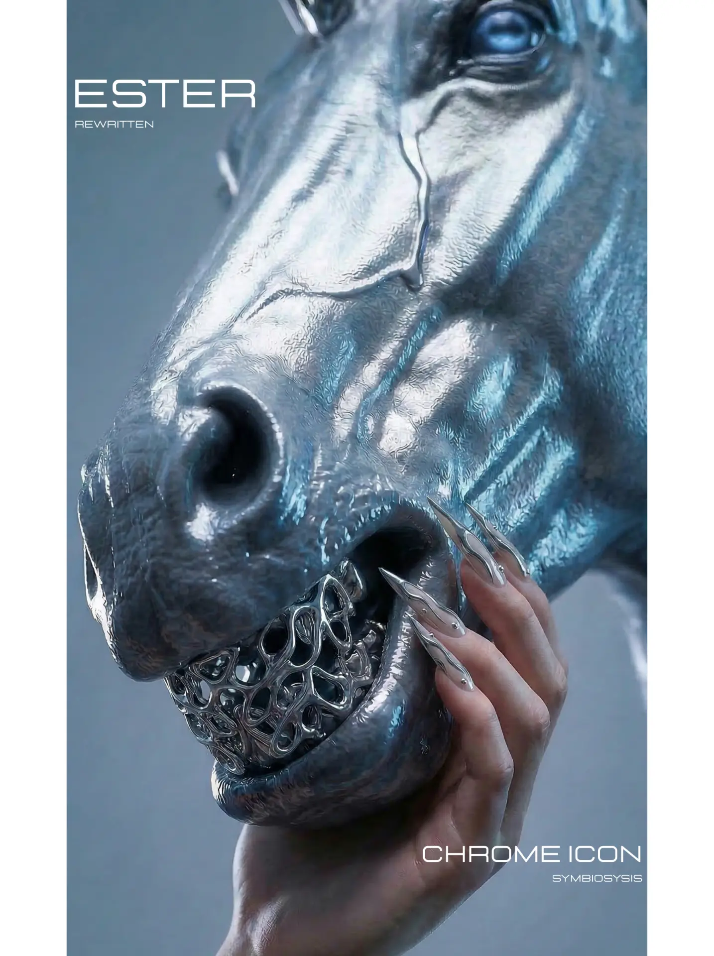 Chrome Icon poster · chrome horse and hand