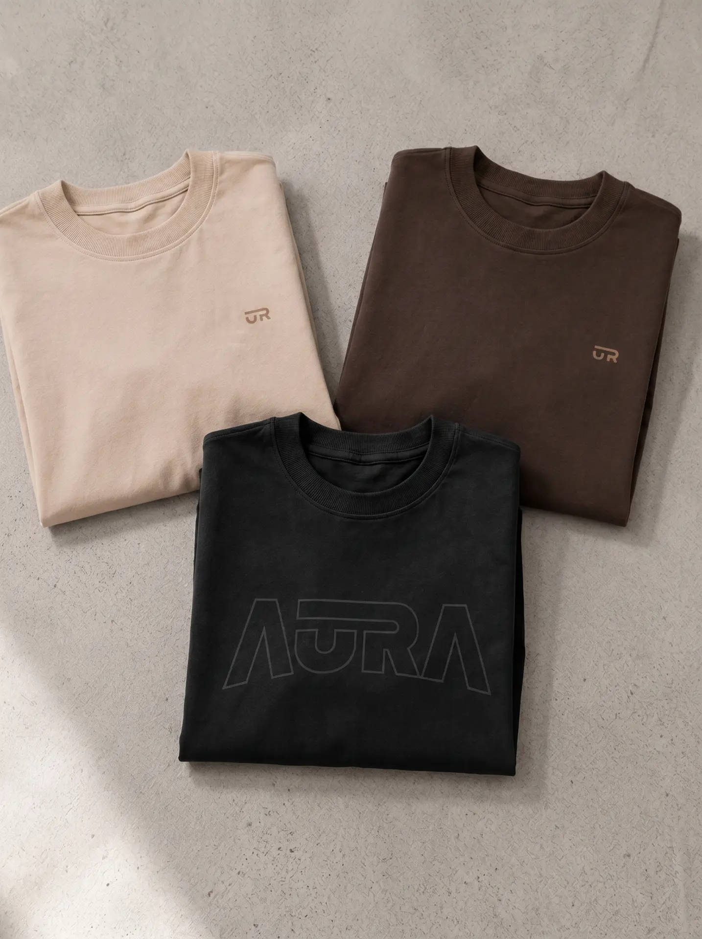 Aura collection tees in three colorways