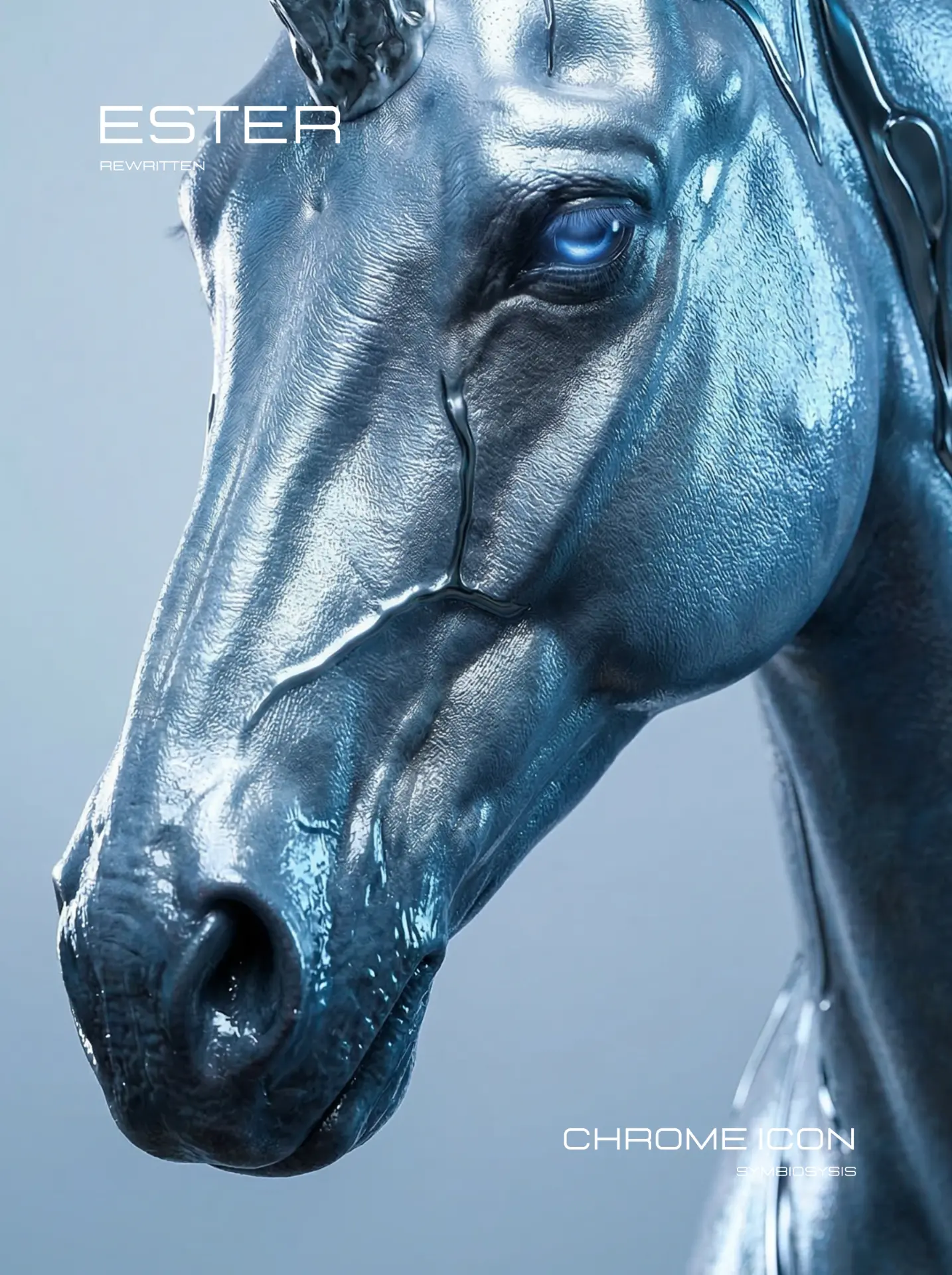 Chrome Icon poster · chrome horse portrait