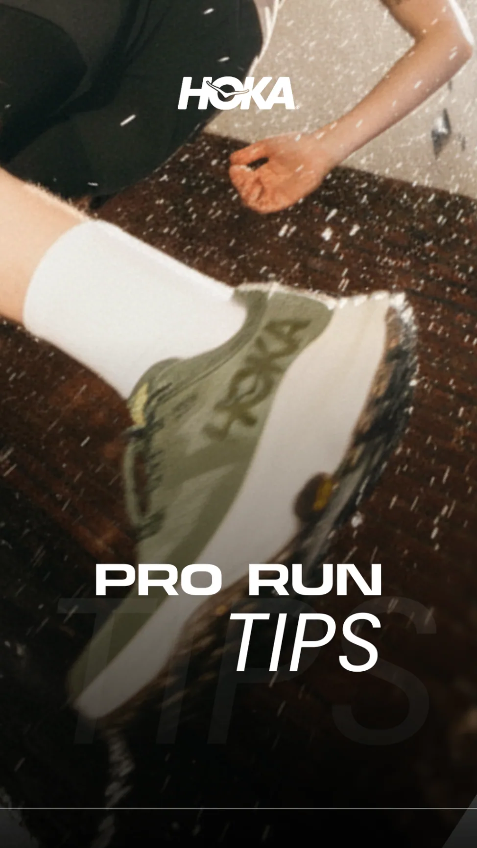 HOKA running tips story design with cropped shoe motion
