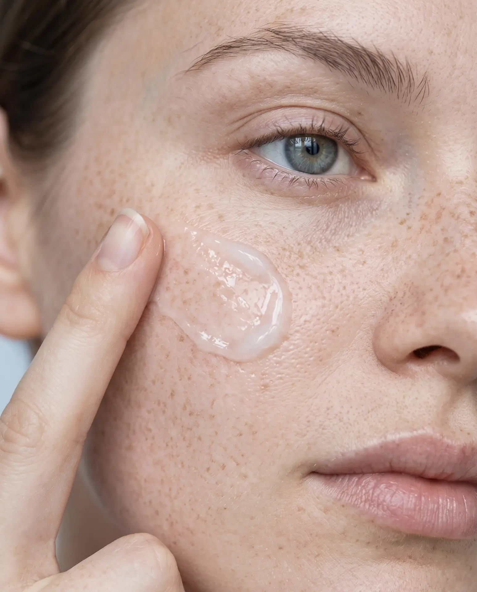 Gli Elementi campaign creative — skincare texture applied on skin