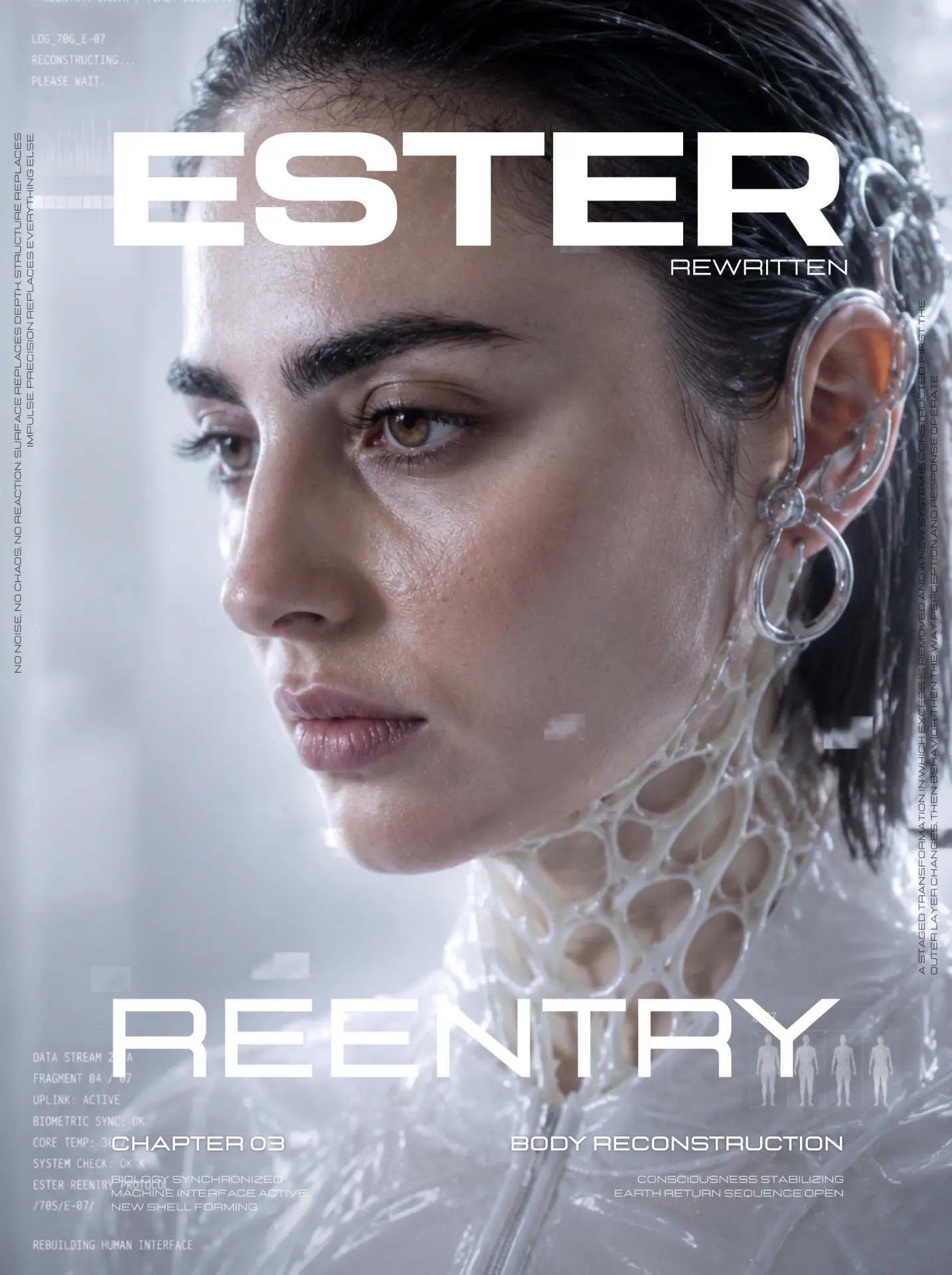 Reentry poster · portrait with mesh neck and ear piece