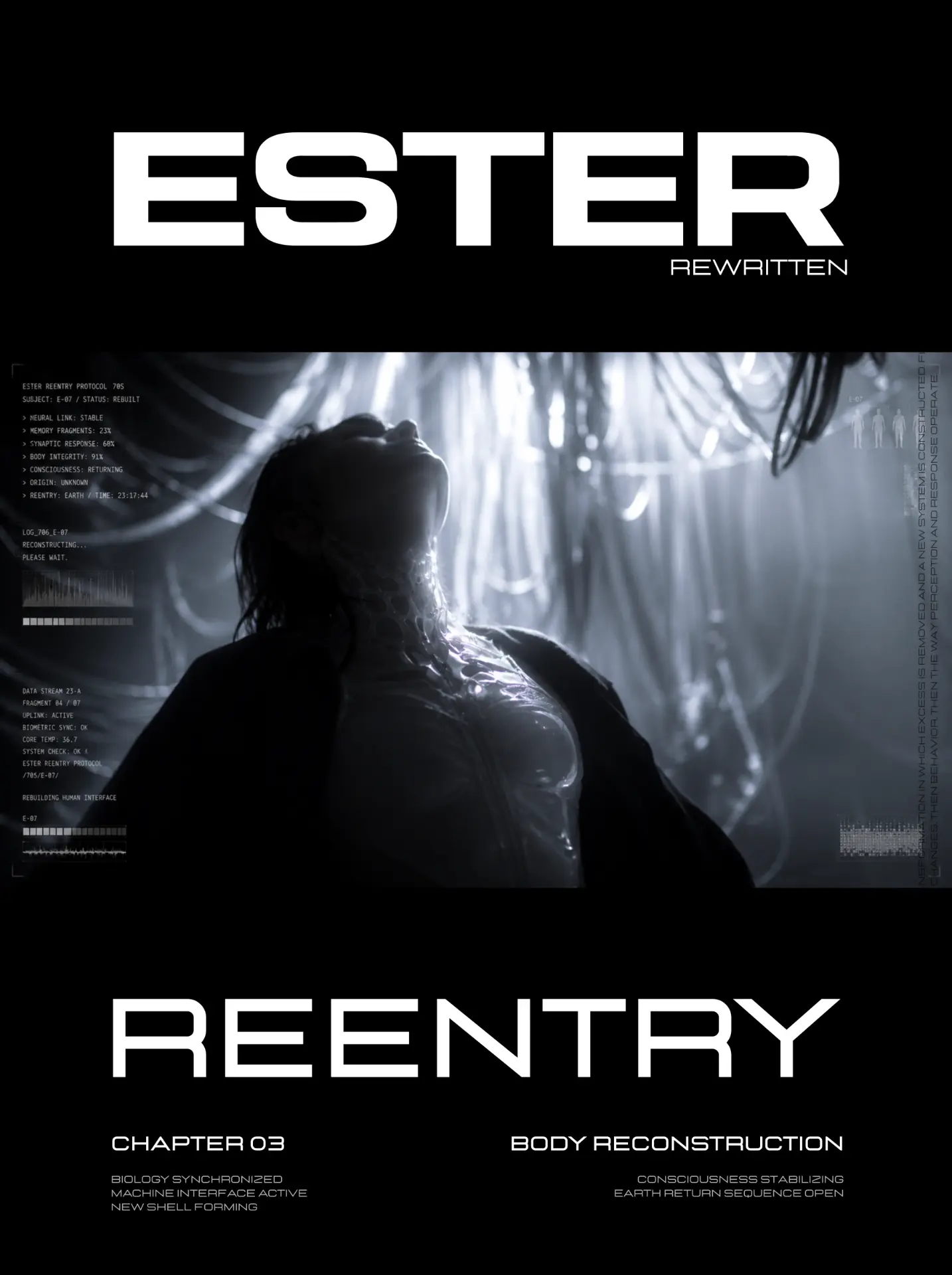 Reentry poster · silhouette in reconstruction lab